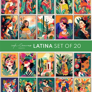 Maximal Decor Latina Art Gallery Set of 20 Digital Prints Maximalist Wall Art Latino Home Decor Latinx Art Print Eclectic Wall Art Naive Art