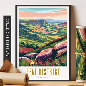 Peak District England Print Landscape Wall Art Peak District National Park Poster United Kingdom Unframed Poster Travel Art Printable Decor