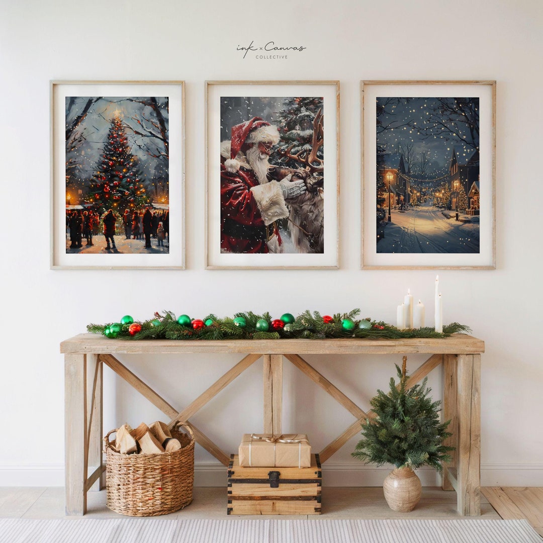 Classic Christmas Set of 3 Prints Vintage Xmas Print Gallery Set of 3 ...
