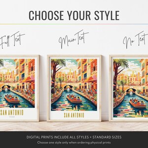 san antonio poster, san antonio print, san antonio texas poster, san antonio wall art, san antonio riverwalk, san antonio art, modern travel poster, retro travel print, city print, cities prints, landscape scenery, destination poster, travel art