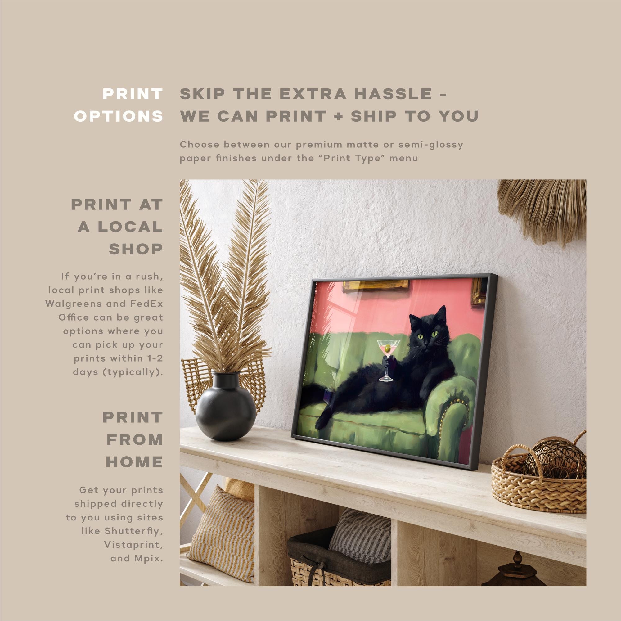 Retro Black Cat Martini Wall Art Bar Cart Decor Cocktail Art Bar Decor Vintage Oil Painting Black Cat Print Eclectic Wall Art Cute Cat Art