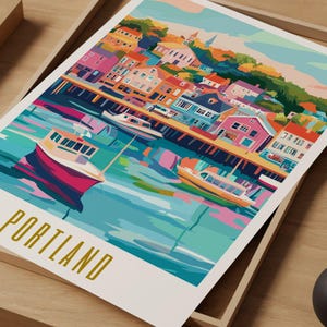 portland poster, portland print, portland art print, portland maine poster, portland wall art, portland maine print, portland maine art, portland me art print, portland me print, modern travel poster, retro travel print, city print, cities prints, vibrant wall art, landscape, travel art, destination print, eclectic travel poster, colorful city wall art, modern city poster, retro city print, world city posters, city wall art, aesthetic poster, vibrant artwork, gift for traveler, housewarming gift