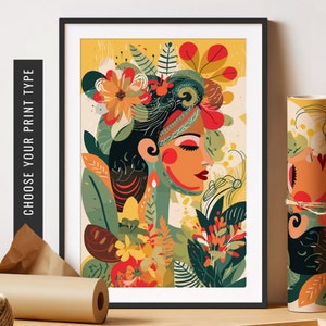 Latina Art Print Maximalist Wall Art Latino Artwork Latinx Art Latina Wall Art Eclectic Poster Naive Art Unframed Poster Printable Wall Art