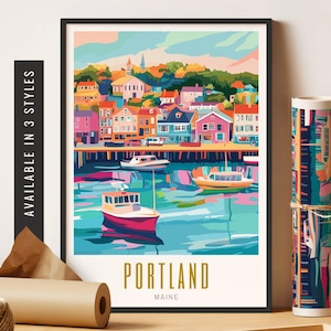 portland poster, portland print, portland art print, portland maine poster, portland wall art, portland maine print, portland maine art, portland me art print, portland me print, modern travel poster, retro travel print, city print, cities prints, vibrant wall art, landscape, travel art, destination print, eclectic travel poster, colorful city wall art, modern city poster, retro city print, world city posters, city wall art, aesthetic poster, vibrant artwork, gift for traveler, housewarming gift