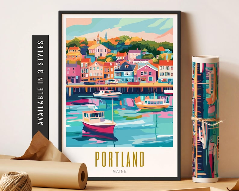 portland poster, portland print, portland art print, portland maine poster, portland wall art, portland maine print, portland maine art, portland me art print, portland me print, modern travel poster, retro travel print, city print, cities prints, vibrant wall art, landscape, travel art, destination print, eclectic travel poster, colorful city wall art, modern city poster, retro city print, world city posters, city wall art, aesthetic poster, vibrant artwork, gift for traveler, housewarming gift