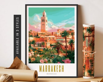 Marrakesh Morocco Travel Poster Marrakech Wall Art Koutoubia Mosque Marrakesh Art Print Moroccan Decor Unframed Poster Travel Art Printable