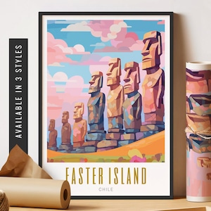 Easter Island Head Statue Print Easter Island Chile Wall Art Destination City Print Chile Art Unframed Poster Travel Art Printable Wall Art