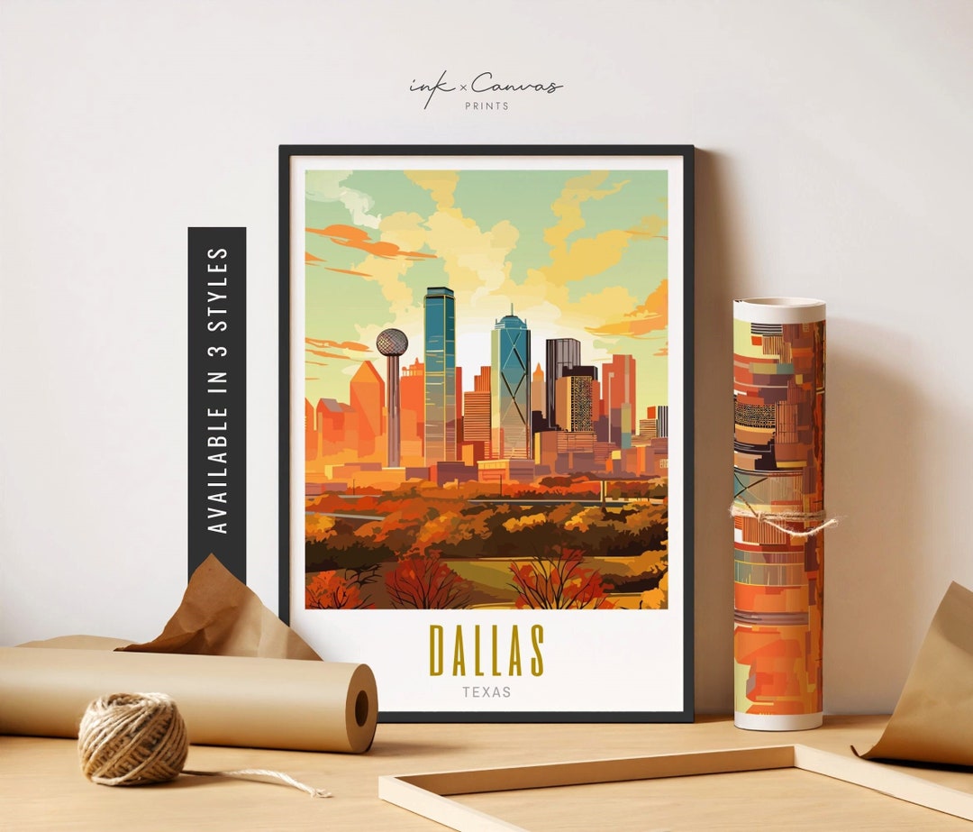 Dallas Texas Wall Art Downtown Dallas Art Print Dallas Skyline Wall Art