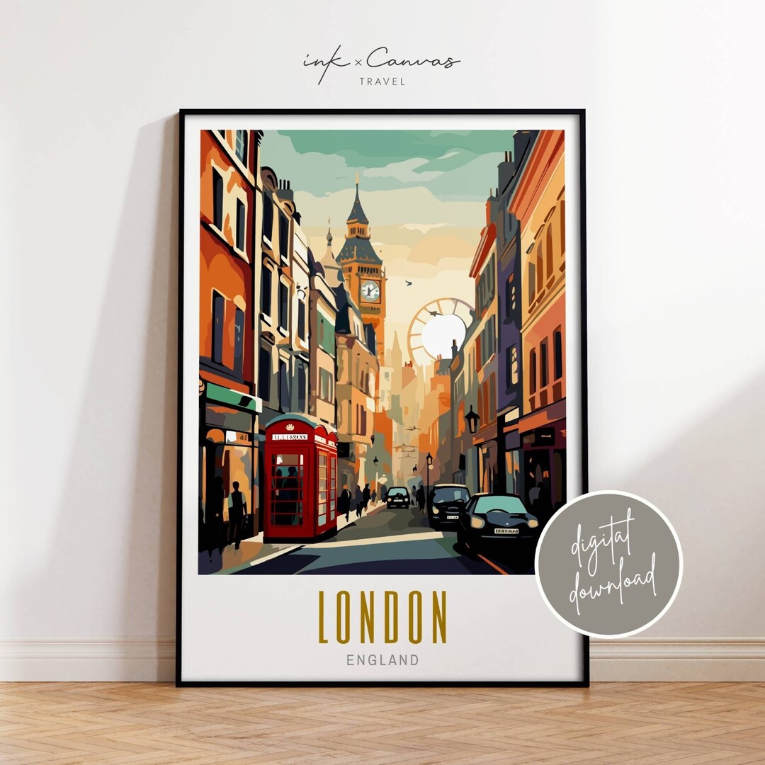 London England Travel Poster Big Ben Clock Art England Decor London