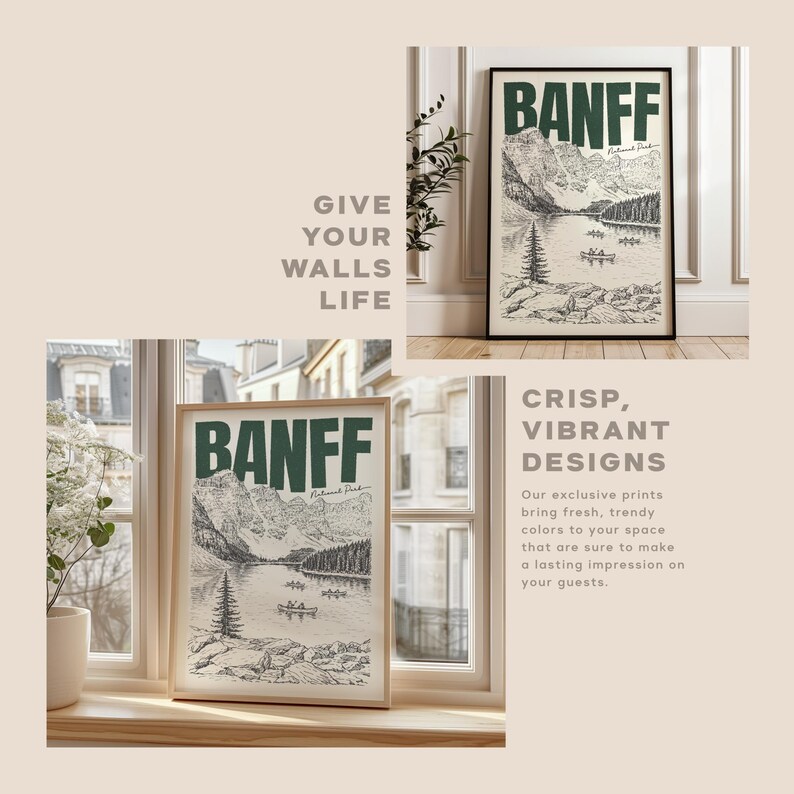 Banff National Park Art Print | Retro Travel Poster | Eclectic Decor ...
