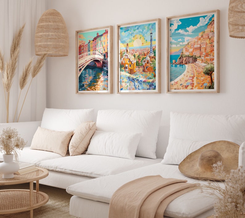 Europe travel poster gallery set of 25, portugal, london, madrid, tuscany, cologne, stockholm, azores, dublin, barcelona, paris, bavaria, interlaken, bruges, santorini, amalfi coast, rome, brussels, brasov, glasgow, amsterdam, berlin, prague, greece