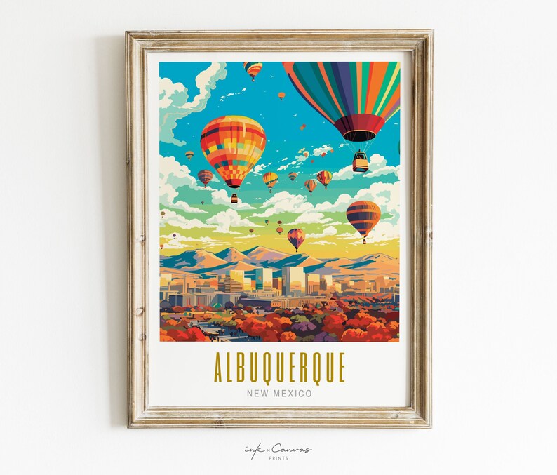 albuquerque poster, albuquerque print, albuquerque new mexico poster, albuquerque wall art, albuquerque art, modern travel poster, retro travel print, city print, cities print, vibrant wall art, landscape and scenery, destination poster, travel art