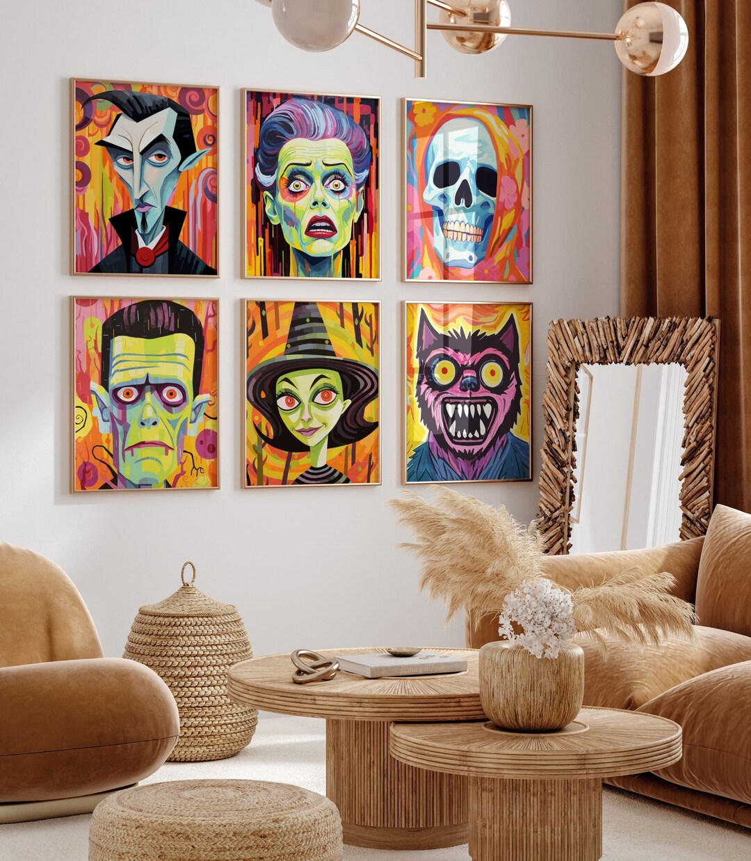 Halloween Gallery Wall Art Set of 6 Digital Prints Pop Art Halloween ...