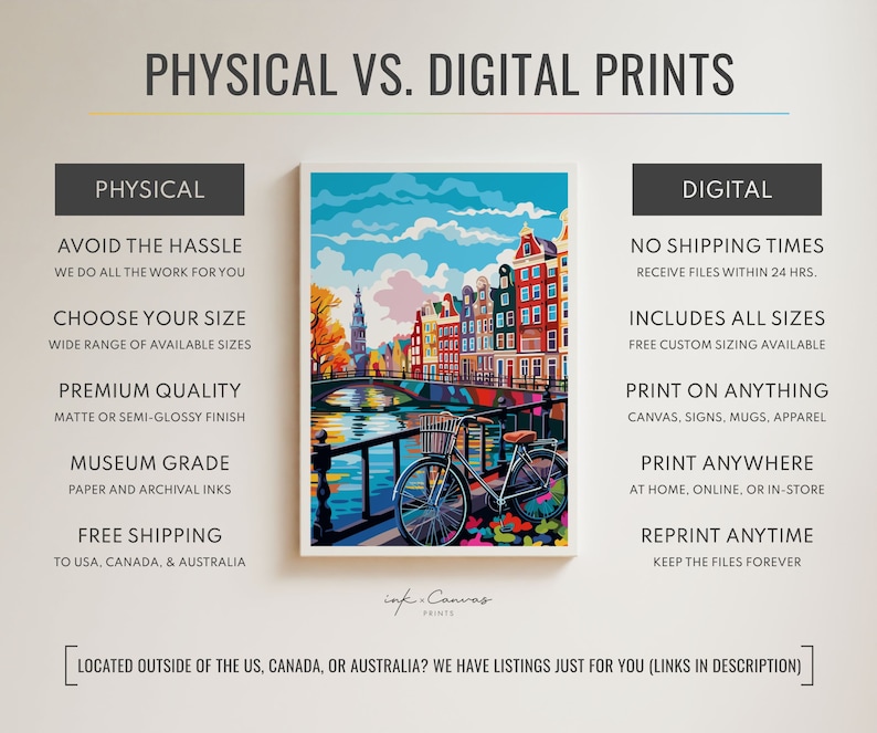 amsterdam poster, amsterdam print, amsterdam netherlands poster, skyline wall art, modern travel poster, retro travel print, us city print, us cities prints, vibrant wall art, landscape and scenery, architecture art, travel art, travel poster art