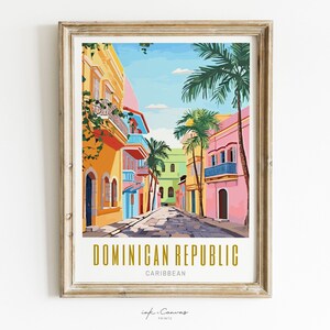 dominican republic poster, dominican republic print, dominican republic art print, modern travel poster, retro travel print, city print, cities prints, vibrant wall art, landscape and scenery, destination poster, travel art, travel poster art