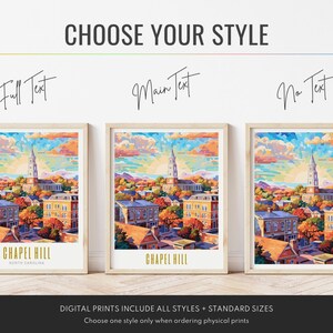 chapel hill poster, chapel hill print, chapel hill north carolina poster, chapel hill wall art, nc modern travel poster, retro travel print, city print, cities prints, vibrant wall art, landscape and scenery, destination poster, travel art print