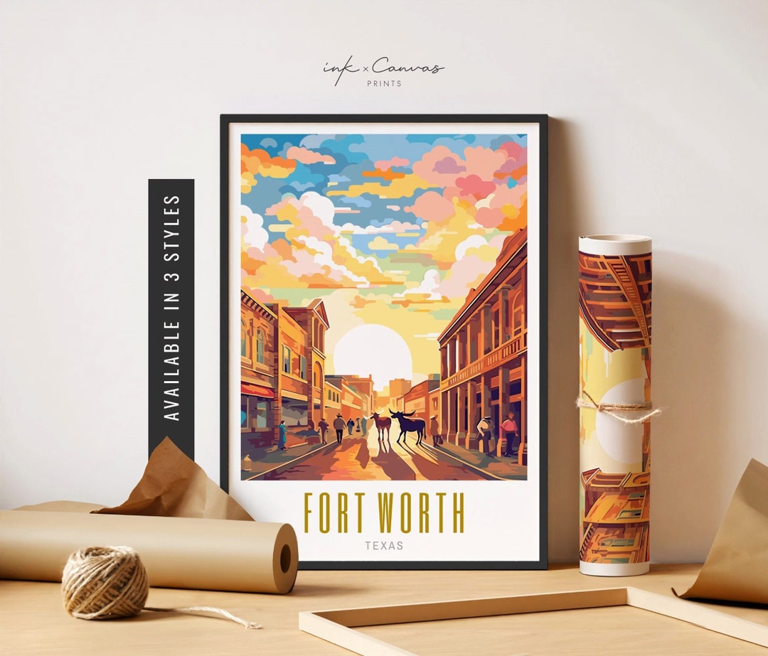 Ft. Worth Texas Poster Fort Worth Stockyards Print Ft Worth Texas Art ...