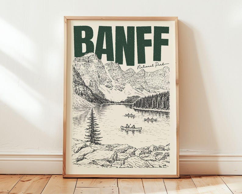 Banff National Park Art Print | Retro Travel Poster | Eclectic Decor ...