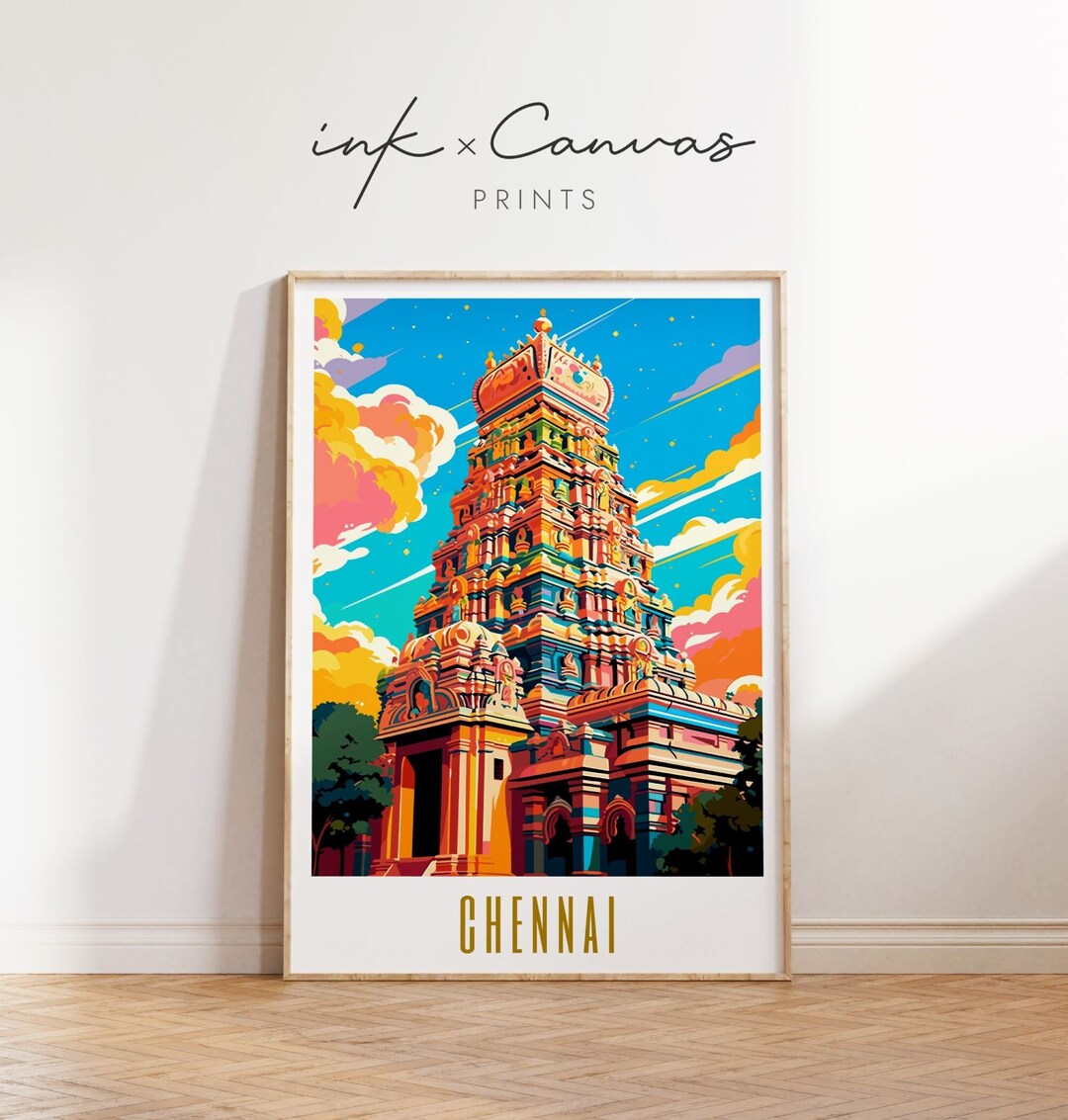 Chennai Travel Poster India Print Maximal Decor Mid Century Modern Wall Art Chennai Art Print