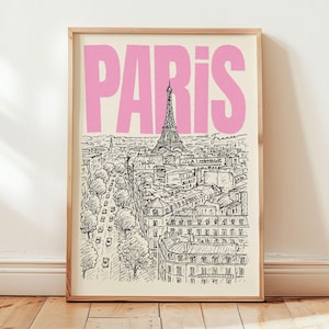 Paris France Art Print | Retro Travel Poster Art | Boho Minimalist Decor | Vintage City Poster | Available as a Digital or Unframed Print