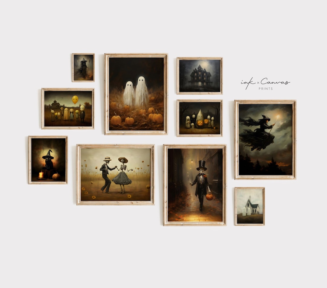 Halloween Wall Art Gallery Set of 10 Digital Prints Vintage Halloween ...