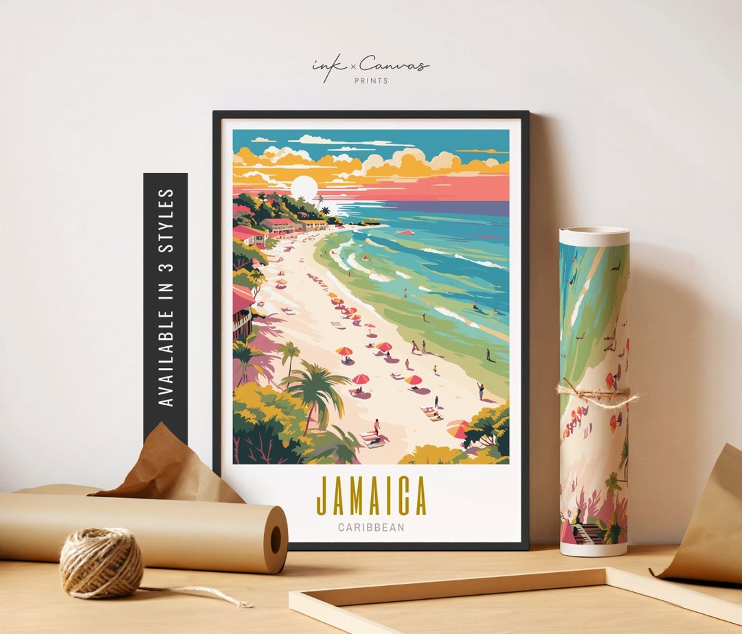 Jamaica Art Print Caribbean Wall Art Negril Jamaica Poster Beach Print ...