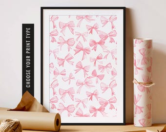 Pink Bow Nursery Print Coquette Baby Room Art Pink Coquette Bow Wall Art Print Nursery Decor Cute Kids Room Art Print Girls Nursery Wall Art