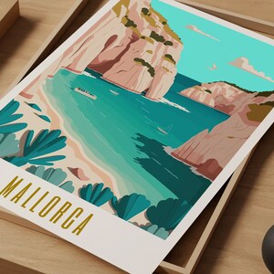 Mayorca Print Mallorca Spain Travel Poster Mallorca Wall Art Retro Travel Print ...