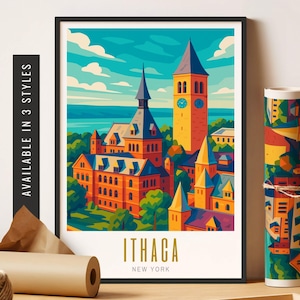 Ithaca New York Art Print Travel City Art Ithaca NY Wall Art Unframed Poster Cornell Gift Trendy City Travel Art Modern Printable Wall Decor