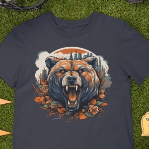 Chicago Football T-Shirt, Bear and Skyline Graphic, Unisex Fit image 1