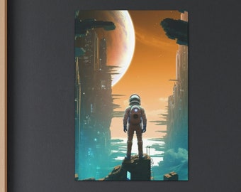Moon's Discovery Canvas Print | Vintage Sci-Fi Movie Retro Collection Space Artwork For Living Room, Dorms, and Offices Space Explorer Film