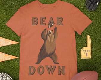 Bear Down Chicago Football T-Shirt, Retro Bear Graphic, Unisex Fit