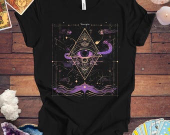 Mystical Scorpio Zodiac Shirt, Astrology Gift, Celestial Scorpio Graphic Tee, Retro Horoscope Birthday Shirt, Astrological Scorpio Sign Tee