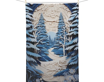 Christmas Tea Towel, Winter Tea Towel, Holiday Tea Towel, Kitchen Towel Christmas, Christmas Kitchen Towel, Vintage Christmas Towel