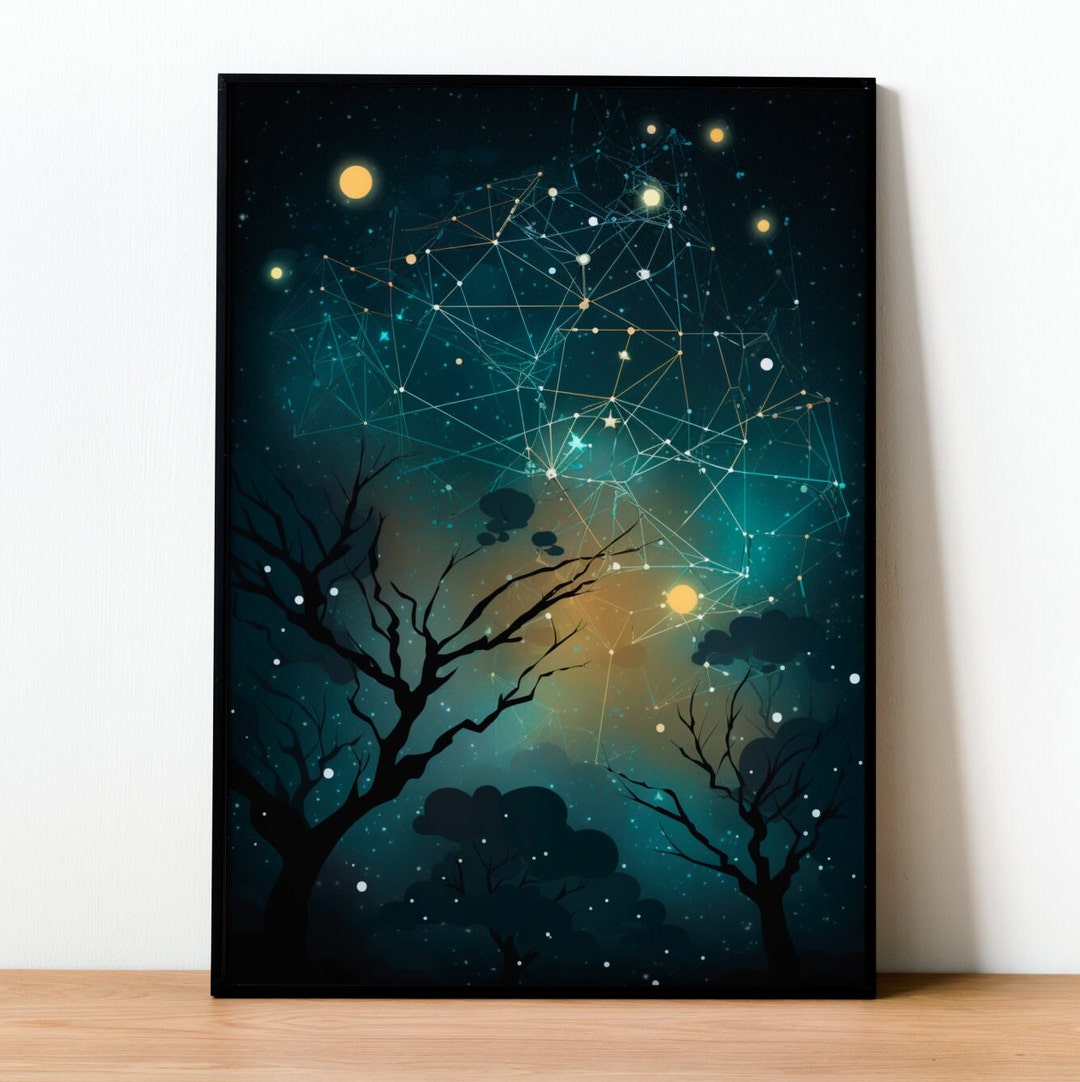 Celestial Night Sky Poster - Astrology Inspired Wall Art for Bedroom ...