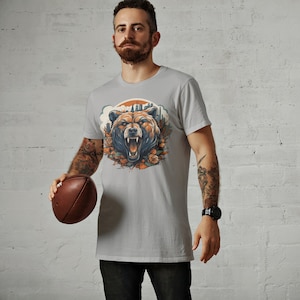Chicago Football T-Shirt, Bear and Skyline Graphic, Unisex Fit image 8