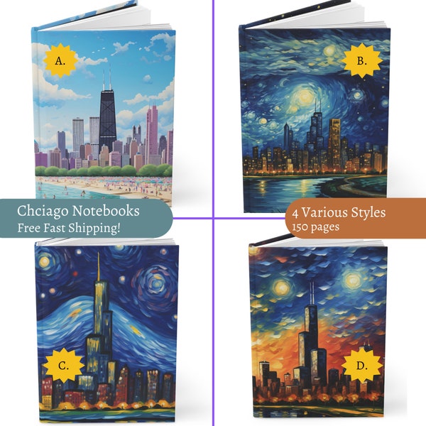 Chicago Notebooks, Chicago Notebook, Chicago Journal, Chicago Gift Idea, John Hancock Tower, Hardcover Journal, Chicago Gift for Her