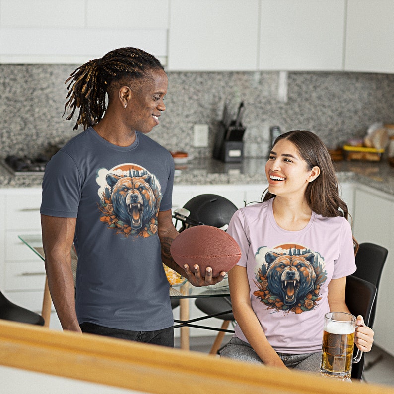 Chicago Football T-Shirt, Bear and Skyline Graphic, Unisex Fit image 4
