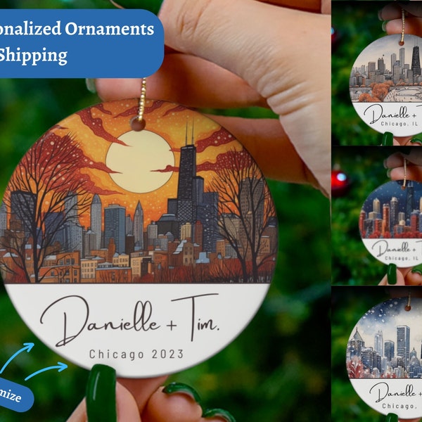 Chicago Ornament Custom 2023, John Hancock Tower, Chicago Ornament 2023, Chicago Housewarming Gift, Chicago Christmas Ornament, Custom Gift