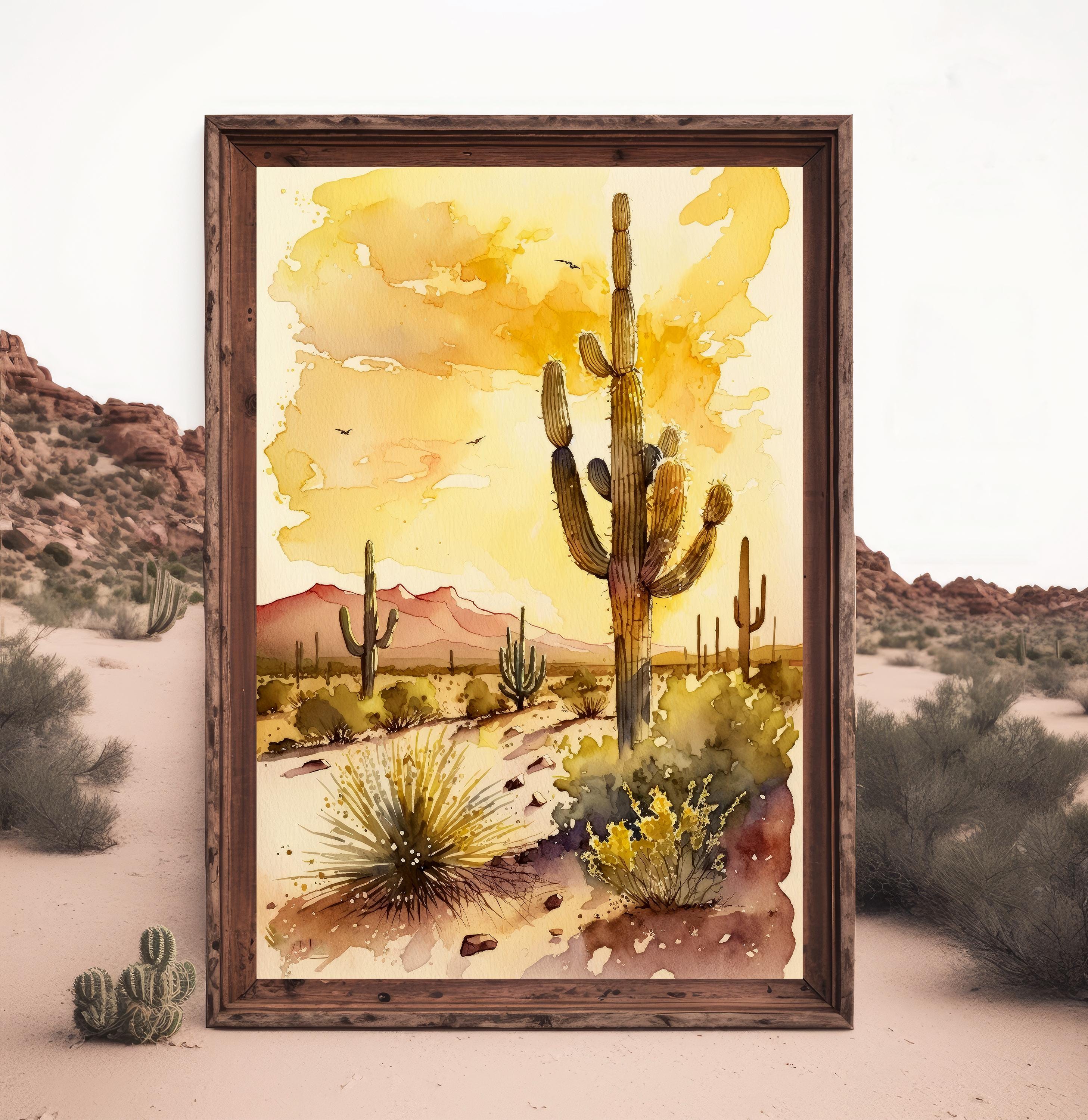 Sonoran Desert Golden Sunset Cactus Wall Art Print Southwest Nature ...