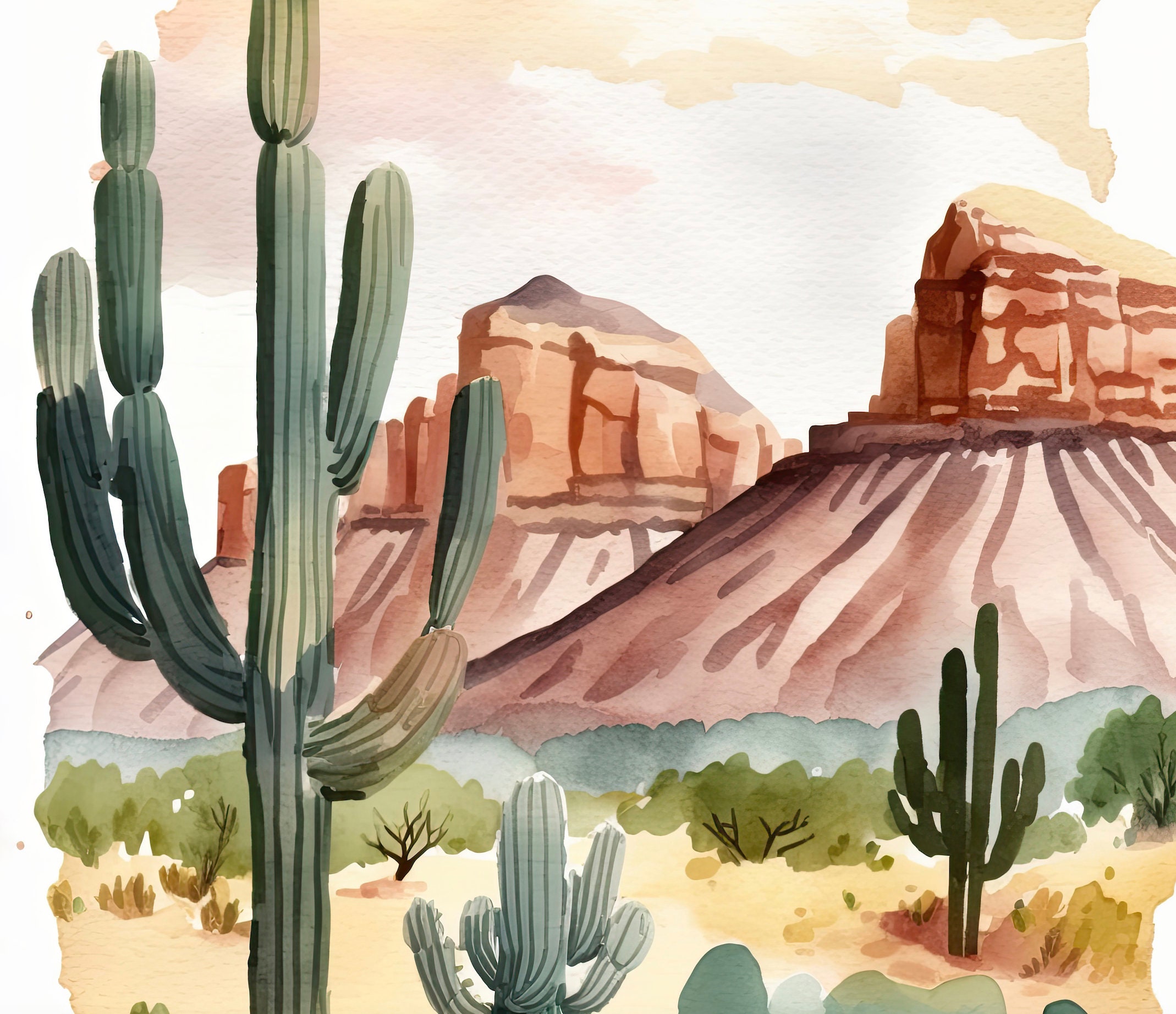 Minimalist Sonoran Desert Cactus Wall Art Southwest Nature - Etsy