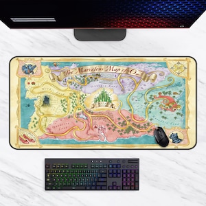 Land of Oz Map Desk Mat, Wizard of Oz Mouse Pad, Wicked Fantasy Gifts, The Wiz Home Office Decor