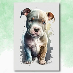Pit Bull Watercolor Print Cute Pet Keepsake Wall Art Dog Lover Gift Adorable Staffordshire Terrier Home Decor for Puppy Dog Lovers!