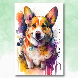 Corgi Dog Watercolor Print Cute Pet Keepsake Wall Art Dog Lover Gift Adorable Canine Home Decor for Puppy Dog Lovers!
