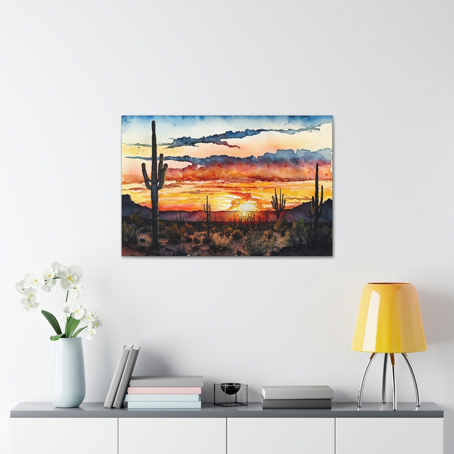 Desert Sunset Print Colorful Watercolor Wall Art Southwest - Etsy