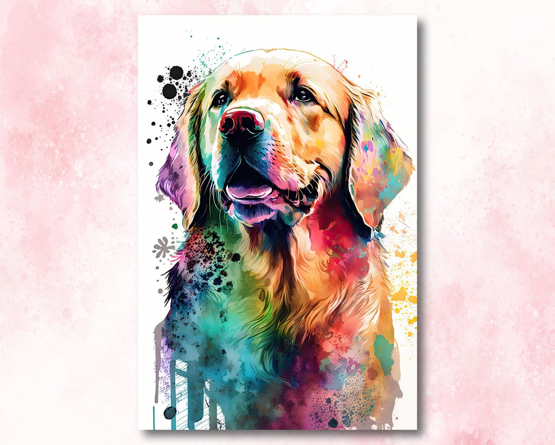 Golden Retriever Dog Watercolor Print Cute Pet Keepsake Wall Art Dog ...