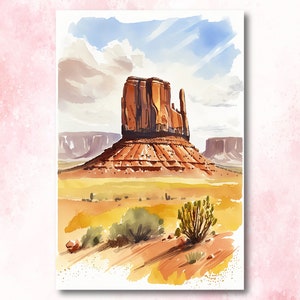 Monument Valley Print Arizona Sonoran Art Watercolor Desert Southwest Wall Art Boho Wall decor Gift Southwestern Decor