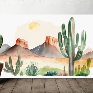 Minimalist Sonoran Desert Cactus Wall Art Southwest Nature Inspired