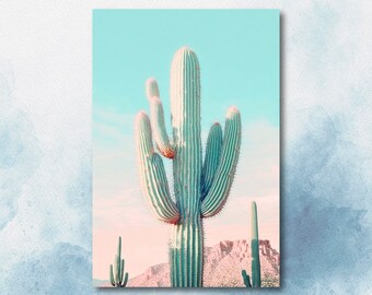 Saguaro Cactus Desert Landscape Watercolor Print Colorful Wall Art Southwest Gift Beautiful Nature Home Decor
