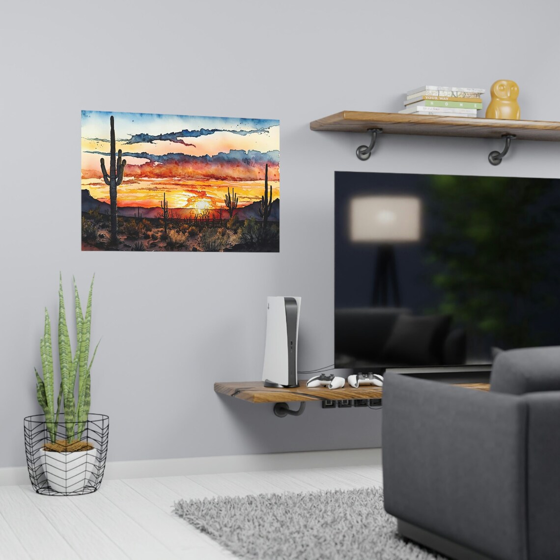 Desert Sunset Print Colorful Watercolor Wall Art Southwest - Etsy